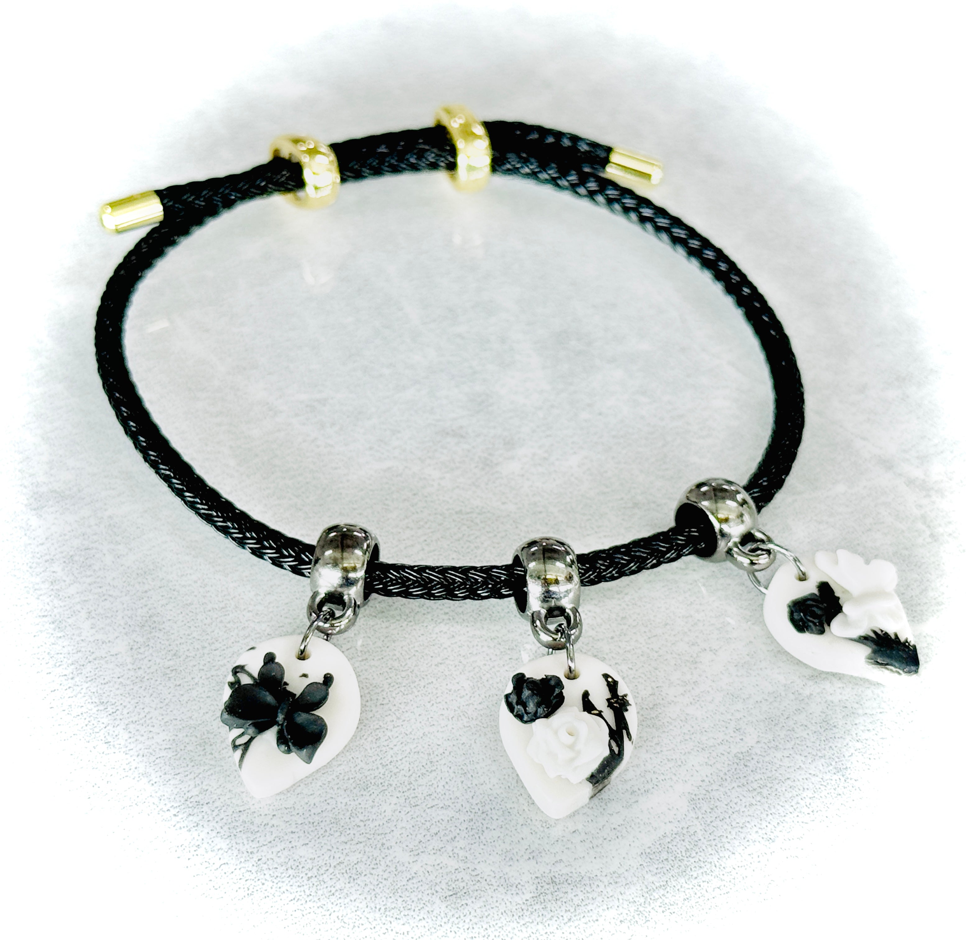 A086. Monochrome butterfly design bracelet